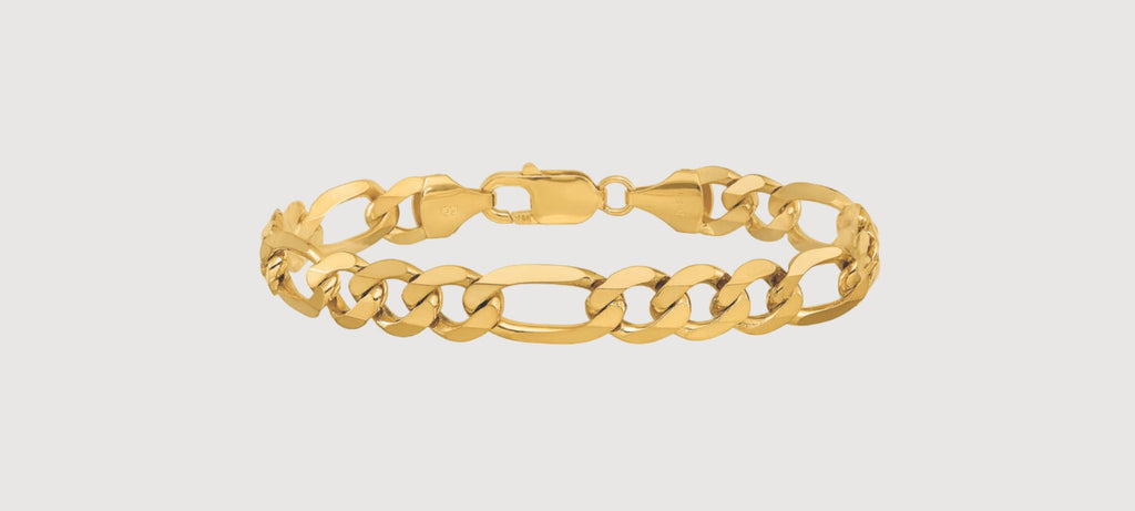 alt="Italian Figaro Link Bracelet in 14K yellow Gold"