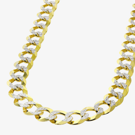 7mm - 13mm Pave Curb Cuban Yellow Solid Pave Curb Cuban Chain