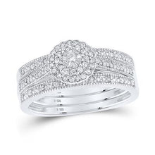  1/4CTW Round Diamond 3-Pc Bridal Wedding Engagement Ring Set- Sterling Silver