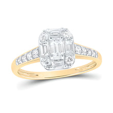  3/4CTW Emerald Diamond Halo Bridal Engagement Wedding Ring- 14K Yellow Gold