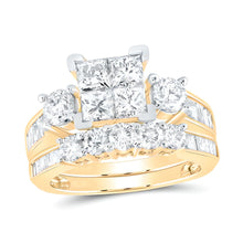  3CTW Princess Diamond Square Bridal Engagement Wedding Ring Set- 14K Yellow Gold