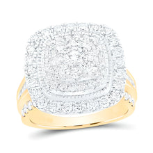  2CTW Round Diamond Halo Square Bridal Engagement Wedding Ring Set- 10K Yellow Gold