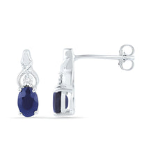  7/8CTW Oval Synthetic Blue Sapphire Stud Earrings - 10K White Gold