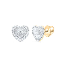  1/10CTW Diamond Fashion Gift Heart Stud Earrings - 10K Gold