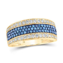  1-1/4CTW Round Blue Diamond Band Ring - 10K Gold
