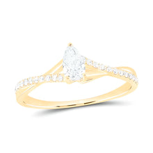  3/8CTW Diamond C- Pear Bridal Engagement Wedding Ring Set- 14K Yellow Gold
