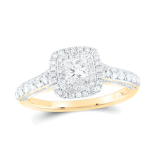  1CTW Round Diamond Halo Bridal Engagement Wedding Ring- 14K Yellow Gold