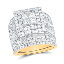  4CTW Princess Diamond Nicoles Dream Collection Square Bridal Engagement Wedding Ring Set- 14K Yellow Gold