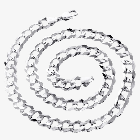 2mm - 5mm Solid Curb Cuban Chains White Gold