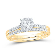  3/8CTW Diamond Fashion Round Bridal Wedding Engagement Ring Set- 10K Yellow Gold