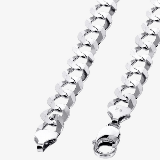 2mm - 5mm Solid Curb Cuban Chains White Gold