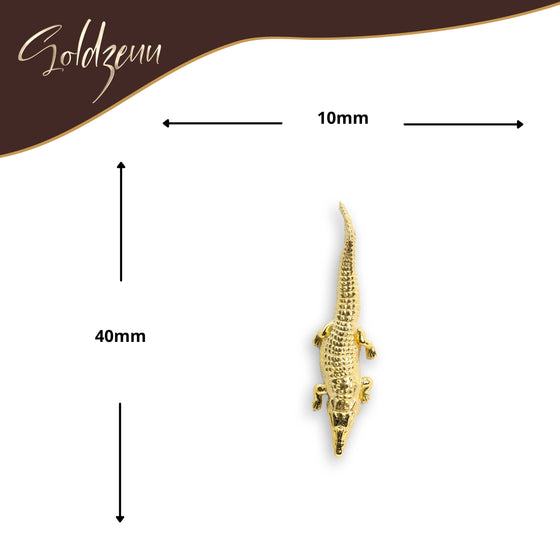 Crocodile Men's Pendant - 14k Solid Gold| GOLDZENN- Showing the pendant's dimension.