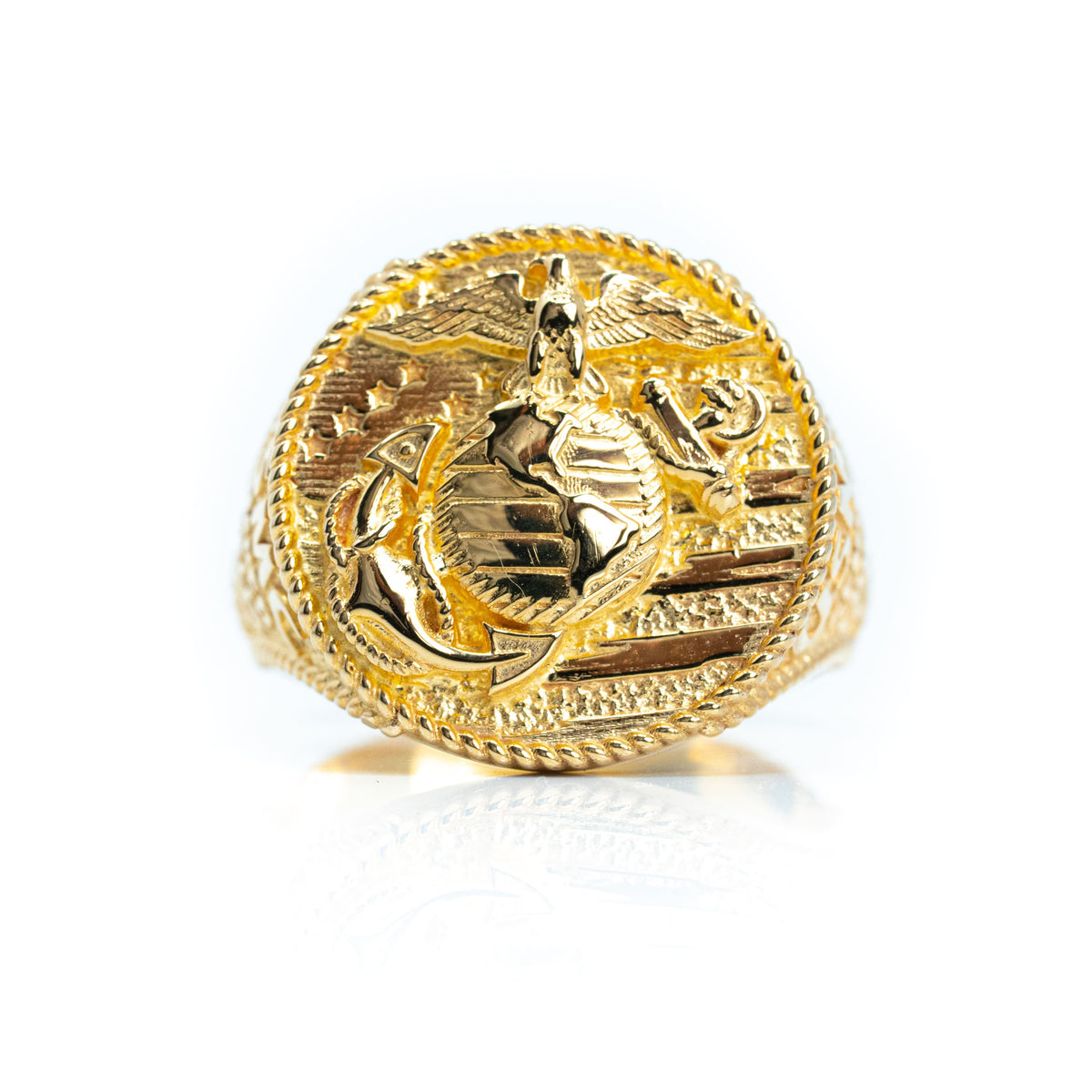 USMC Eagle Globe and Anchor Ring 14k Gold Solid Gold Military Ring