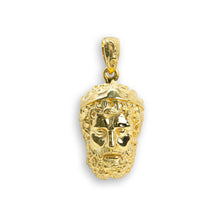  Greek Poseidon Face Pendant - 14k Gold| GOLDZENN- Showing the pendant's full detail.