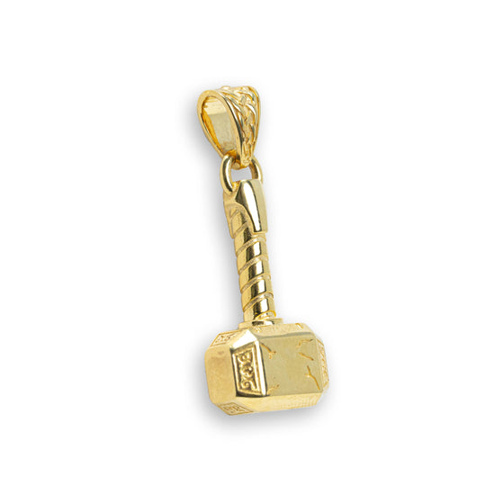 Hammer Men's Pendant - 14k Solid Gold| GOLDZENN- Showing the other side view detail of the pendant.