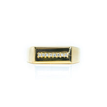  Signet with Line of Gemstones Ring - 10k Gold| GOLDZENN(Front detail of the ring.)
