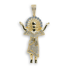  Divino Nino Baby Jesus CZ Pendant - 10k Gold| GOLDZENN- Showing the pendant's full detail.