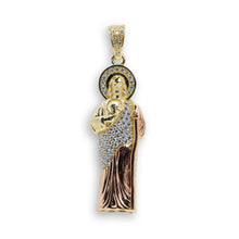  St. Jude with CZ Pendant - 10k Gold| GOLDZENN- Full detail of the pendant.