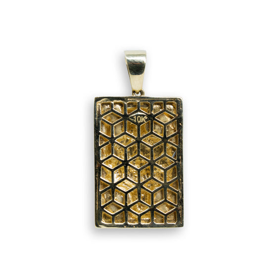 Deck of Cards King Small CZ Pendant - 10k Gold| GOLDZENN- Showing the pendants back detail.