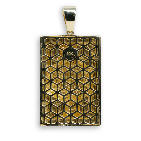 King Deck of Cards Medium CZ Pendant - 10k Gold| GOLDZENN- Showing the back detail of the pendant.