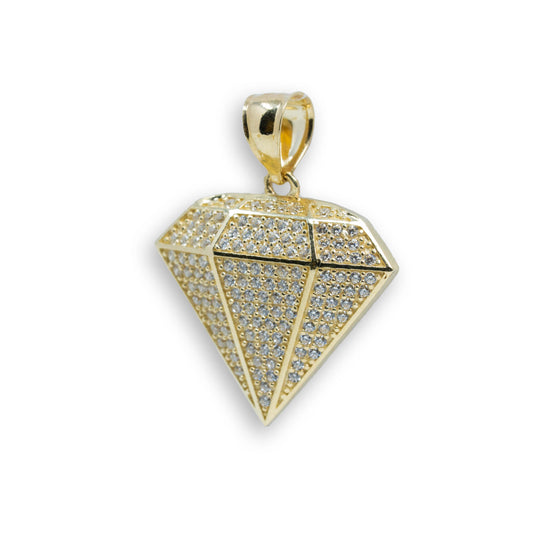 Diamond Shaped CZ Pendant - 10k Gold| GOLDZENN- Showing the side view detail of the pendant.