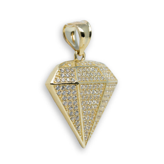 Diamond Shaped CZ Pendant - 10k Gold