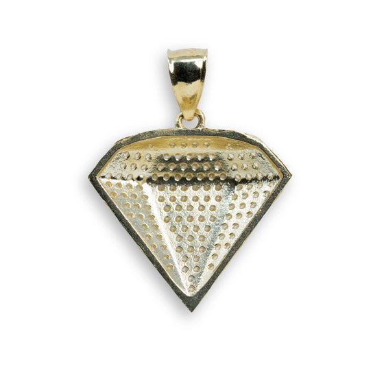 Diamond Shaped CZ Pendant - 10k Gold| GOLDZENN- Showing the back detail of the pendant.