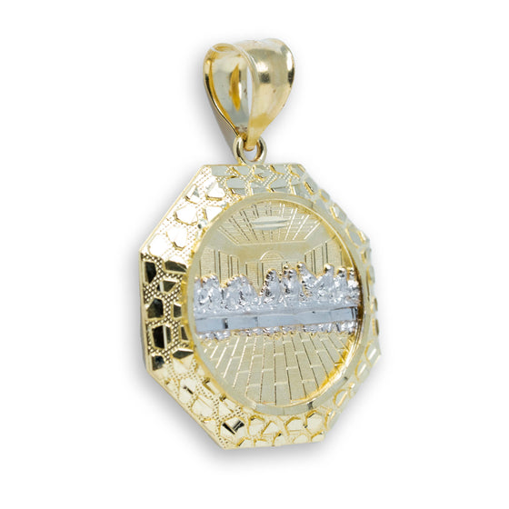 Last Super Framed Pendant - 10k Gold| GOLDZENN- Side view detail of the pendant.