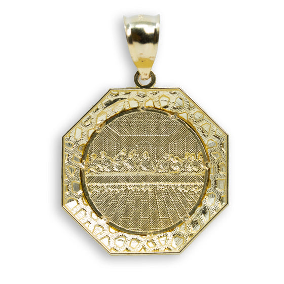 Last Super Framed Pendant - 10k Gold| GOLDZENN- Showing the back detail of the pendant.