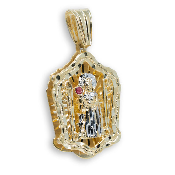 Saint Barbara with CZ Pendant - 10k Solid Gold