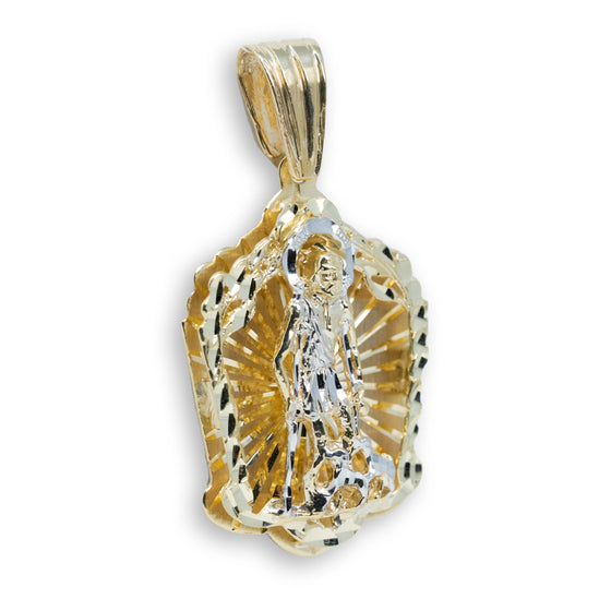 10k Gold - Saint Lazarus Medium Pendant| GOLDZENN- Side view detail of the pendant.
