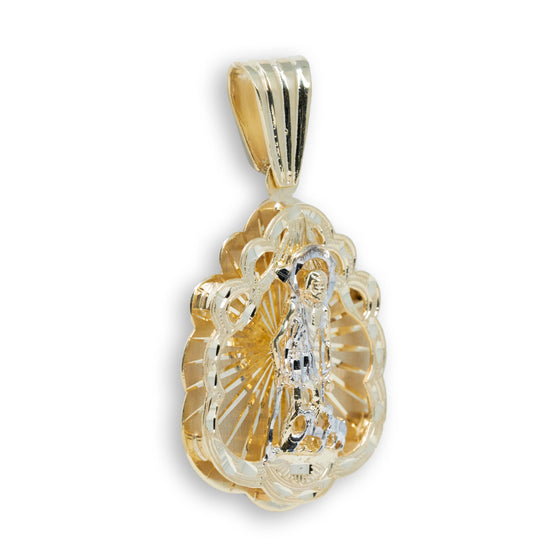 St. Lazarus Framed Pendant - 10k Solid Gold- Showing the other side view detail of the pendant.