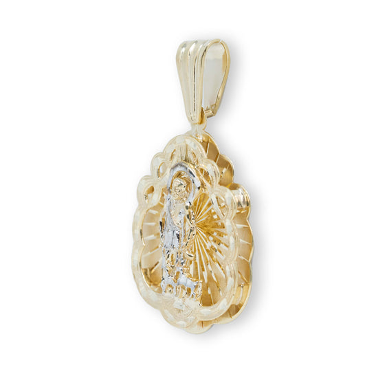 St. Lazarus Framed Pendant - 10k Solid Gold- Side view detail of the pendant.