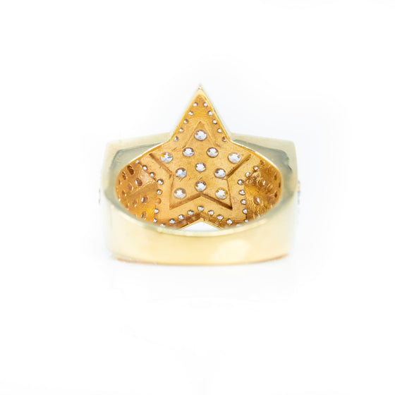 Double Star Men's Ring - 14k Solid Gold| GOLDZENN(Back view detail of the ring.)