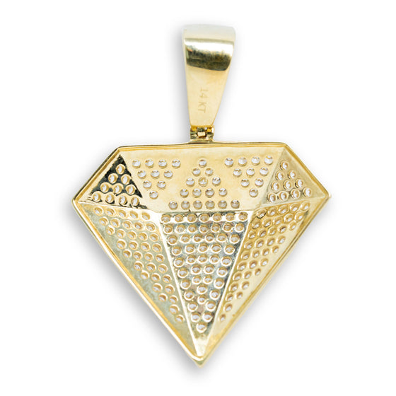 CZ Diamond Shaped Pendant - 14k Gold| GOLDZENN- Showing the back detail of the pendant.