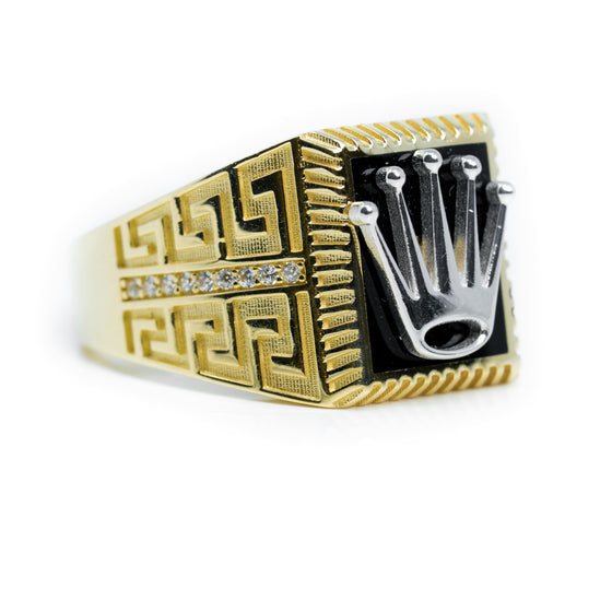 Men's Crown Ring - 10k Gold| GOLDZENN(Side view detail of the ring.)
