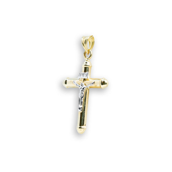 Jesus INRI 10k Gold Cross Pendant - GOLDZENN- Showing the other side view detail of the pendant.