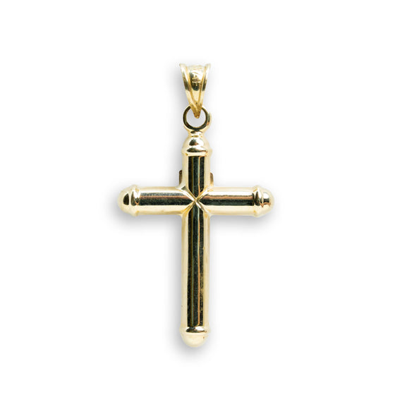 Jesus INRI 10k Gold Cross Pendant - GOLDZENN- Showing the back detail of the pendant.