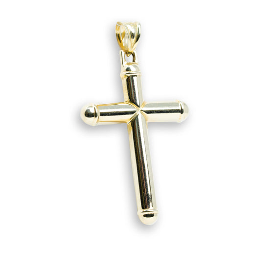 Plain Cross Pendant - 10k Gold| GOLDZENN- Side view detail of the pendant.