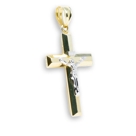 Jesus INRI Cross Pendant - 10k Solid Gold| GOLDZENN-Side view detail of the pendant.