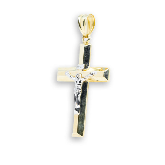 Jesus INRI Cross Pendant - 10k Solid Gold| GOLDZENN- Showing the other side detail of the pendant.