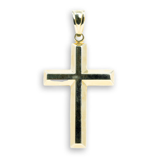 Jesus INRI Cross Pendant - 10k Solid Gold| GOLDZENN- Showing the back detail of the pendant.