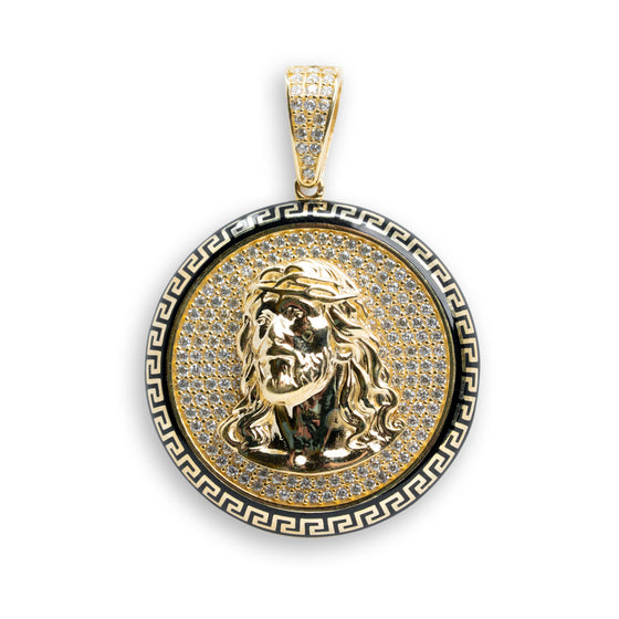 Jesus in a Portrait Pendant - 14k Gold| GOLDZENN-Full detail of the pendant.