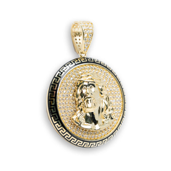 Jesus in a Portrait Pendant - 14k Gold| GOLDZENN- Showing the side view detail of the pendant.