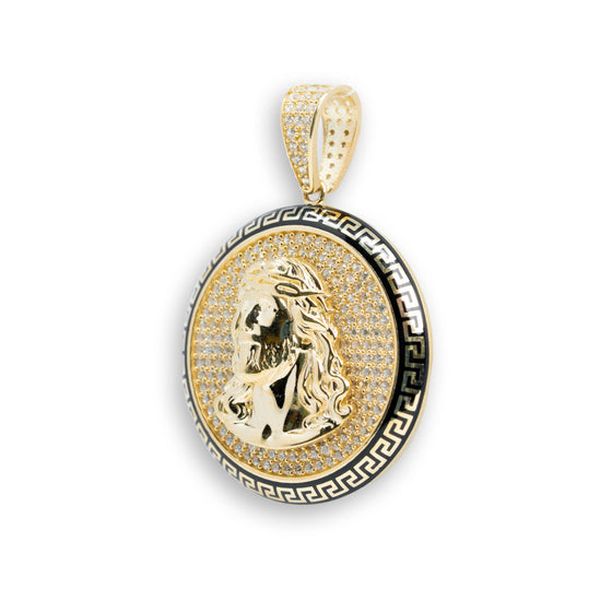 Jesus in a Portrait Pendant - 14k Gold| GOLDZENN- Showing the other side view detail of the pendant.