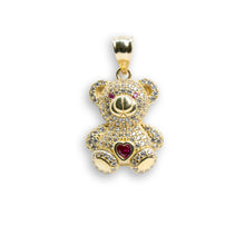  Red Teddy Bear Pendant - 14k Gold| GOLDZENN- Full detail of the pendant.