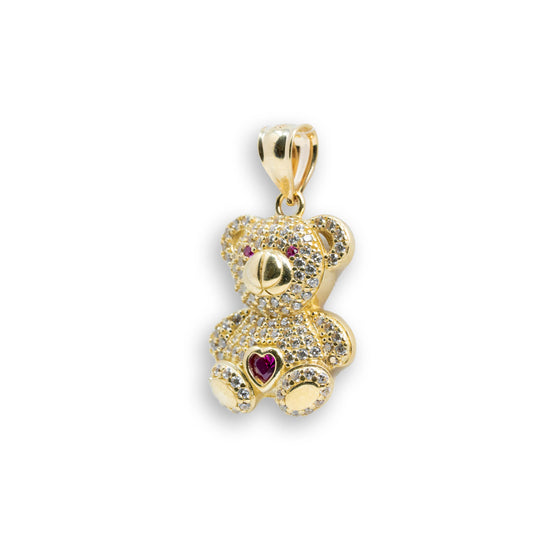 Red Teddy Bear Pendant - 14k Gold| GOLDZENN- Showing the other side view detail of the pendant.