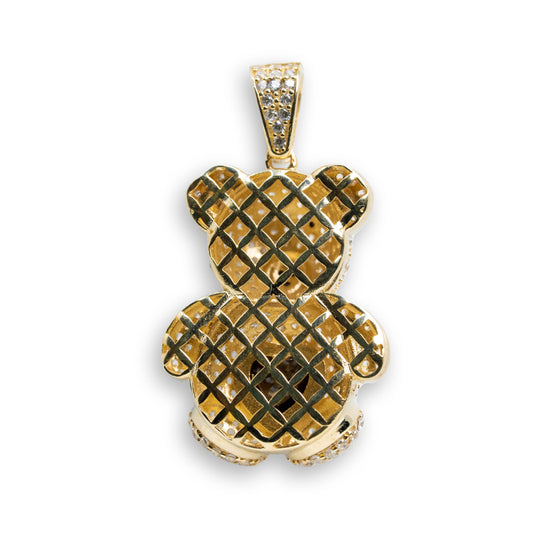 Black Teddy Bear Pendant - 14k Gold| GOLDZENN- Showing the back detail of the pendant.