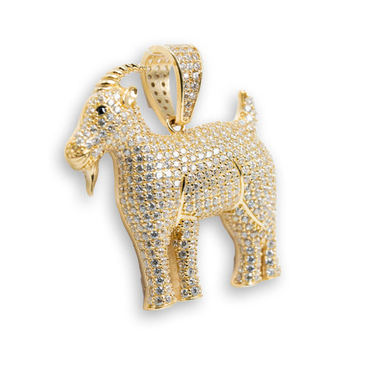 Goat Animal Pendant - 14k Gold| GOLDZENN- Showing the pendant's other side view detail.