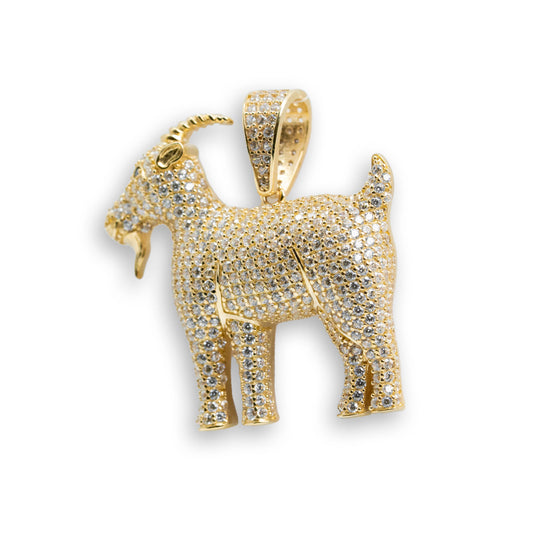 Goat Animal Pendant - 14k Gold| GOLDZENN- Showing the pendant's side view detail.